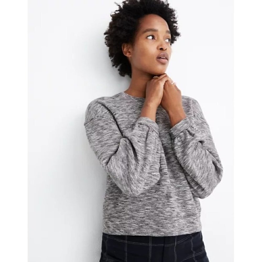 Madewell‎ Textured Crewneck Sweatshirt Marled Gray XXS